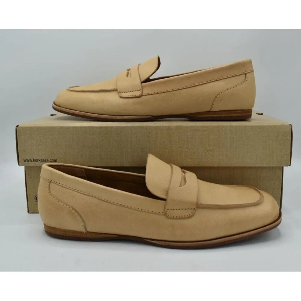 Kork-Ease‎ Womens Size 10 Pisa Natural Full Grain Leather Slip On Penny Loafers